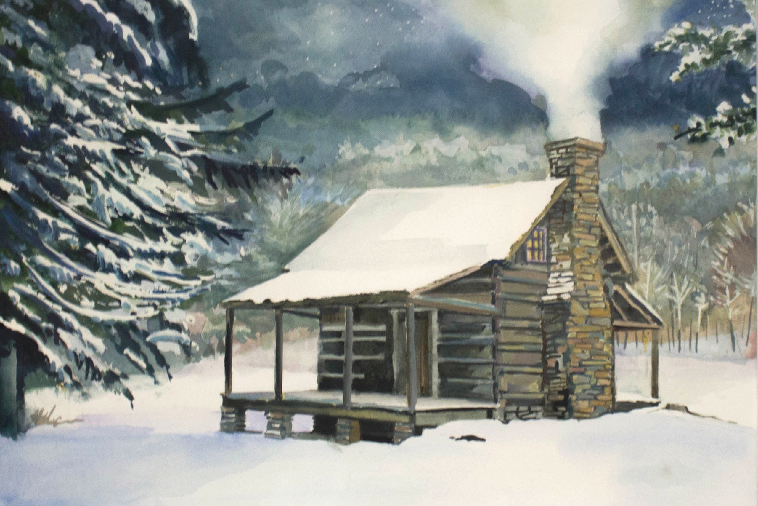 duncan-greenlee-artist-highlands-nc-cabin-in-snow