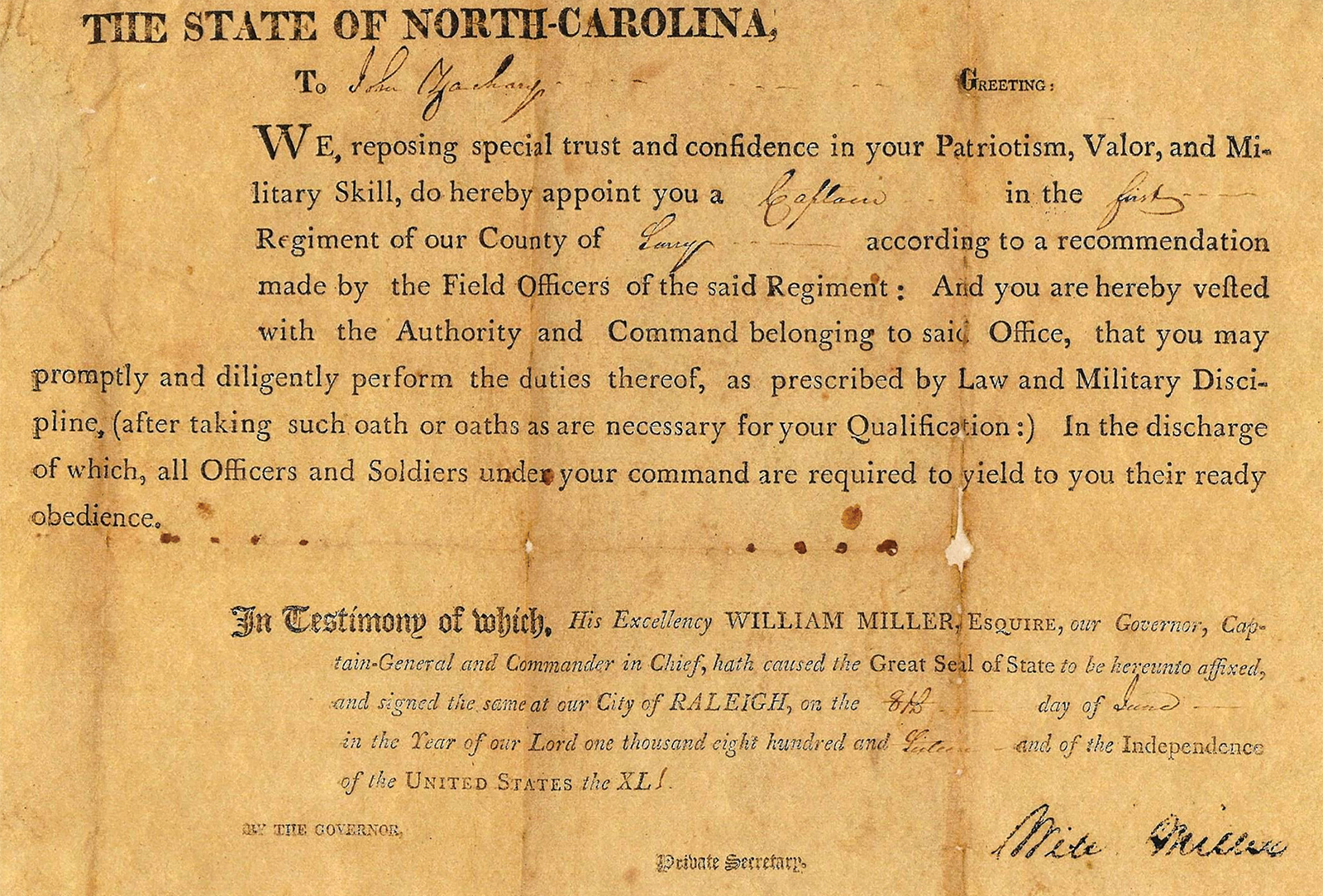 1816-certificate-of-promotion-for-John-Zachary-Surry-NC-Militia