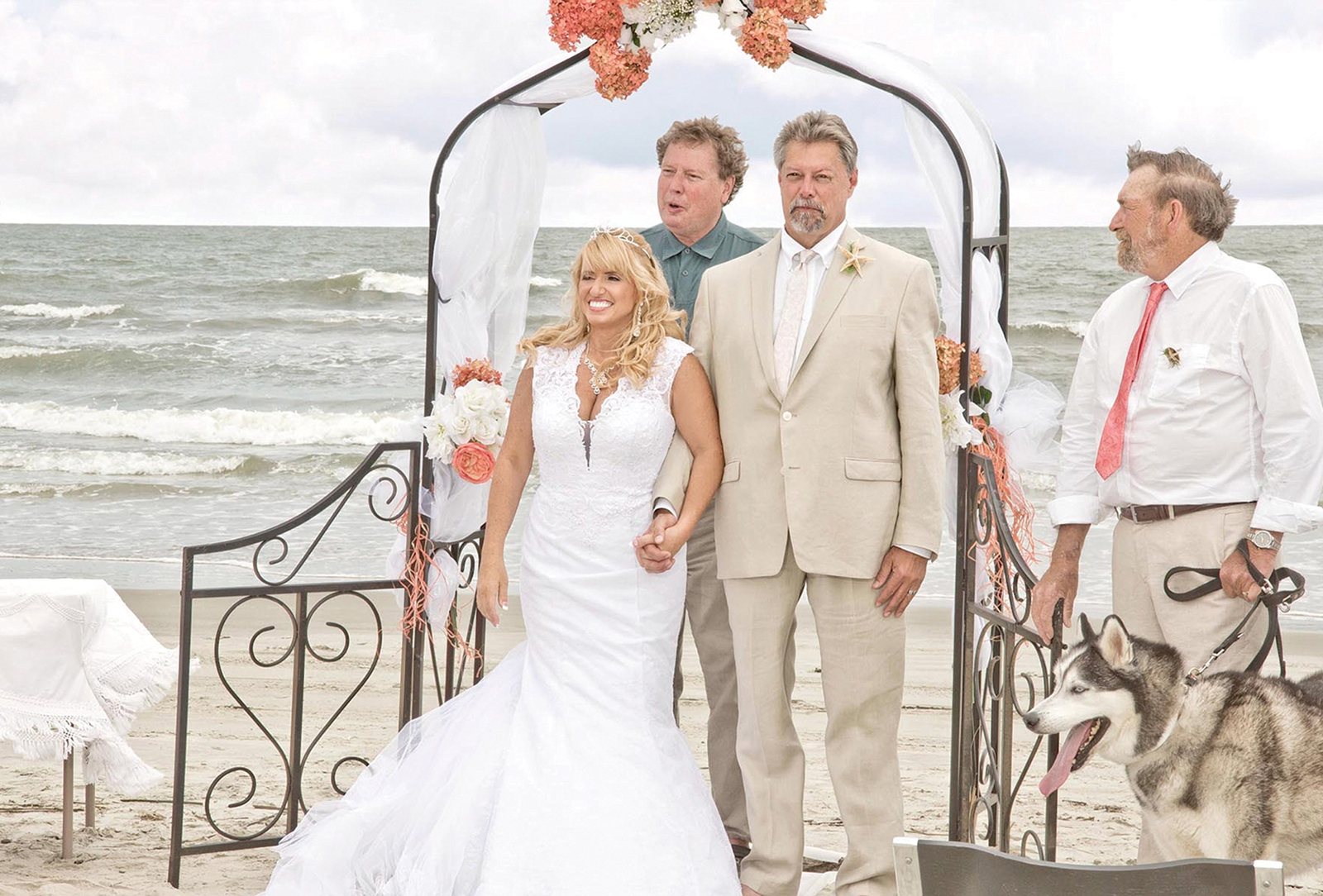 David and Beth’s wedding  on May 21, 2017, with Kodi (at lower right) serving as  Best Man.