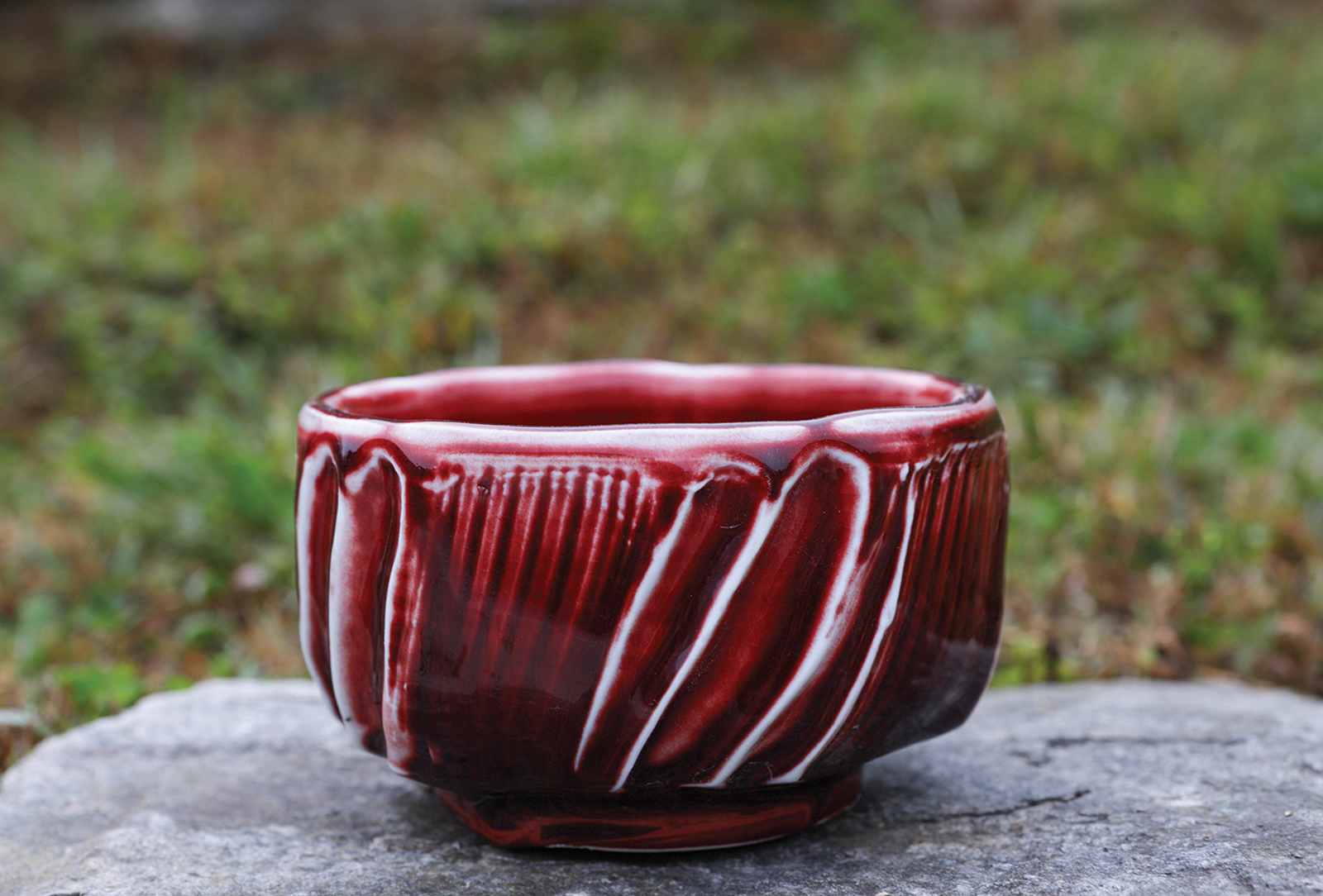 highlands nc bascom artist ceramic red bowl