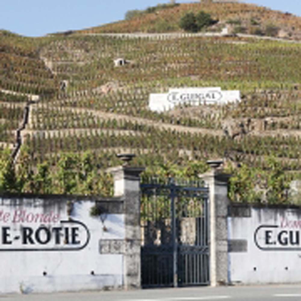 Ampuis, France - October 22, 2016: Guigal Cote Rotie vineyard. G